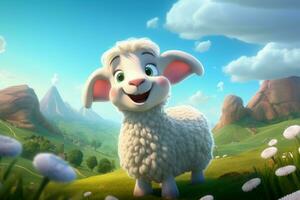 charmant schattig schapen tekenfilm. genereren ai foto