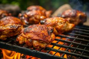 kip vlees Aan grillen. genereren ai foto