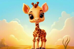 charmant schattig baby giraffe. genereren ai foto