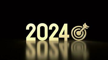 de goud 2024 aantal voor nieuw jaar bedrijf concept 3d renderen foto