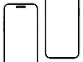 reeks van twee smartphone 14 pro mockup scherm Aan de wit achtergrond voor uw telefoon ui ux foto