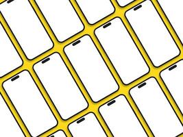 reeks van verzameling diagonaal telefoon 14 pro mockup blanco scherm Aan de geel backgorund voor ui ux sjabloon ontwerp telefoon foto