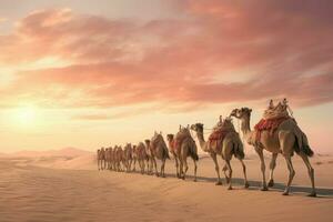 stevig caravan kamelen. genereren ai foto
