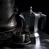 Italiaans espresso machine of mokka pot. ai gegenereerd. foto