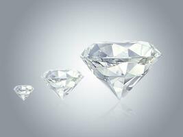 drie mooi diamanten Aan een grijs achtergrond foto