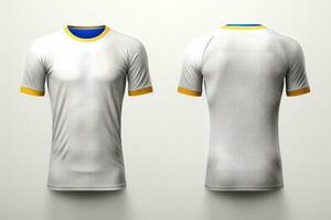 mockup sport- Amerikaans voetbal team uniformen wit shirt, generatief ai illustratie foto