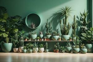 een kamer met veel verschillend types van planten foto
