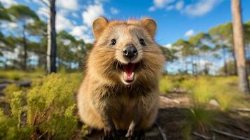 foto van quokka in ther Woud met blauw lucht. generatief ai