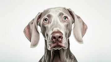 foto van een weimaraner hond gebruik makend van bril geïsoleerd Aan wit achtergrond. generatief ai