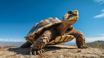 foto van een schildpad onder blauw lucht. generatief ai