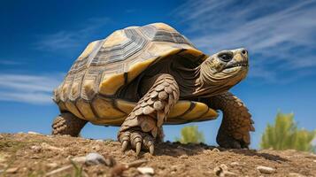 foto van een schildpad onder blauw lucht. generatief ai