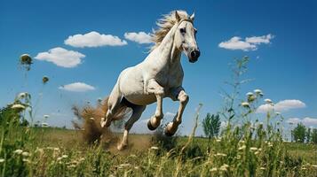 foto van een paard in de landbouwgrond. generatief ai