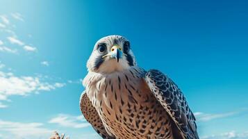 foto van een valk onder blauw lucht. generatief ai