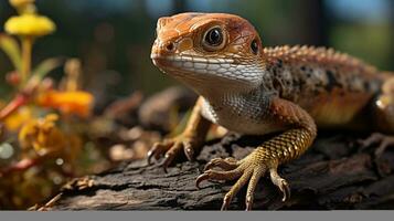 detailopname foto van een skink op zoek in hun leefgebied. generatief ai