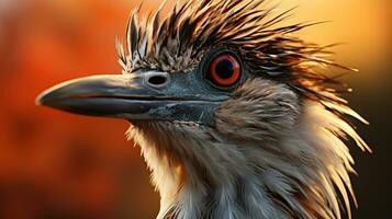 detailopname foto van een roadrunner op zoek ieder richting in de woestijn. generatief ai