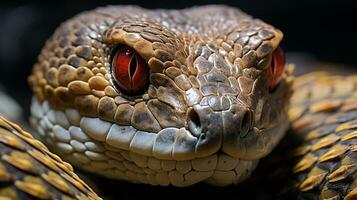 detailopname foto van een rammelaar slang op zoek in hun leefgebied. generatief ai