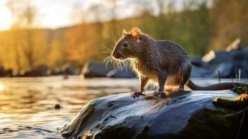 detailopname foto van een Rat op zoek in hun leefgebied. generatief ai