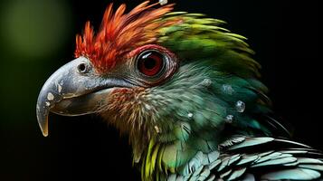 detailopname foto van een quetzal op zoek ieder richting. generatief ai