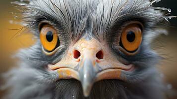 detailopname foto van een struisvogel op zoek ieder richting. generatief ai