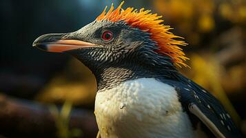 detailopname foto van een pinguïn op zoek ieder richting. generatief ai