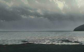 storm wolken over- de zee, ai generatief foto