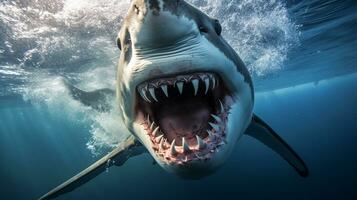 dieren in het wild fotografie van foto van haai. generatief ai