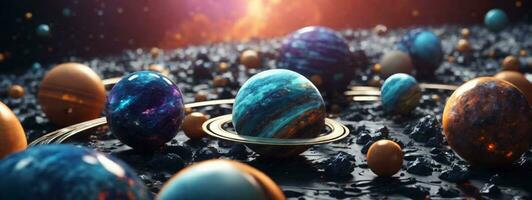 abstract planeten en ruimte achtergrond. ai gegenereerd foto