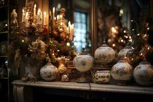 elegant Kerstmis decoraties. generatief ai foto