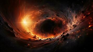 surrealistische kosmisch tafereel zwart gat trekken. generatief ai foto