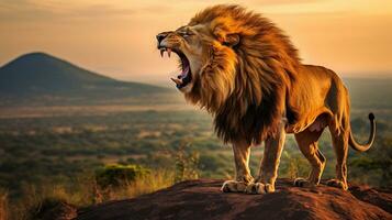 brullen van de savanne koning foto