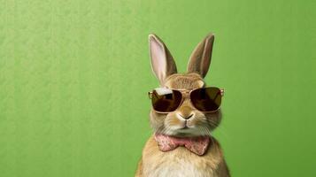 generatief ai, koel konijn gevoel een konijn sporting zonnebril foto