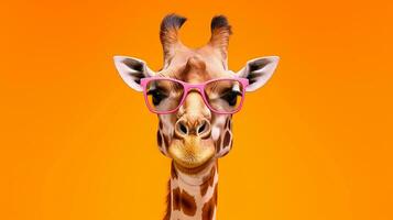 generatief ai, giraffe in tinten een zonnig safari stilist foto