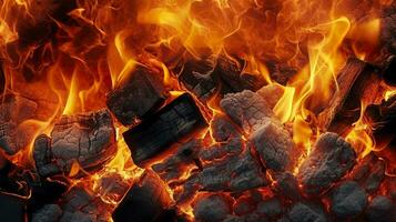 brandend kolen van een brand abstract achtergrond. ai generatief foto