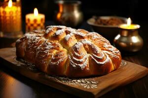 vers gebakken pan de muerto symboliseert de breekbaarheid van leven in dag van de dood viering foto