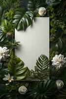 planten omgeving blanco wit rechthoek, gemaakt met generatief ai foto