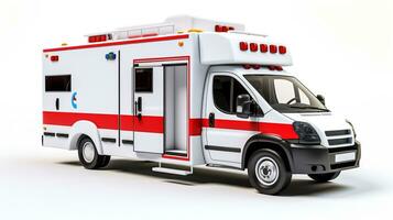 weergeven een 3d miniatuur ambulance. generatief ai foto