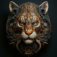 realistisch 3d tijger hoofd illustratie ai foto
