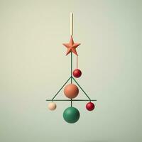 Kerstmis boom speelgoed- minimalistische stijl, Kerstmis vlak meetkundig stijl hoog kwaliteit ai gegenereerd beeld foto