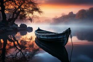 rivieren mysticus charme boeiend foto gesluierd in etherisch mist ai gegenereerd