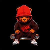 leuze met teddy beer skateboard grafisch illustratie foto