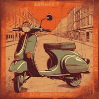 wijnoogst scooter poster illustratie foto