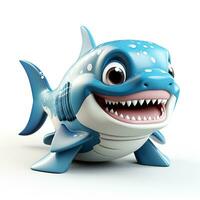 3d tekenfilm schattig blauw haai ai foto