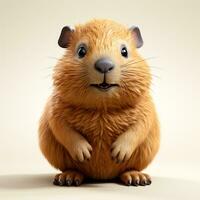 3d tekenfilm schattig capibara ai foto