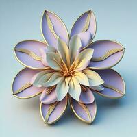 3d bloemen gemaakt van keramisch met pastel kleuren en een tintje van goud. ai generatief foto