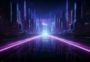 neon verlichte futuristische backdrop realistisch afbeelding, ultra hd, hoog ontwerp heel gedetailleerd foto