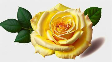 geel roos geïsoleerd Aan wit achtergrond. ai generatief foto