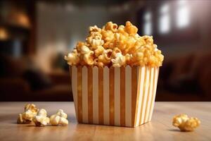 hyper realistisch kwaliteit van karamel popcorn ai gegenereerd foto