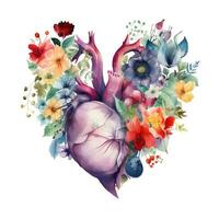 waterverf mooi bloemen vormen hart liefde bloemen clip art foto