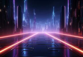 neon verlichte futuristische backdrop realistisch afbeelding, ultra hd, hoog ontwerp heel gedetailleerd foto
