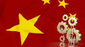 de bedrijf Mens en uitrusting groep Aan Chinese vlag achtergrond 3d renderen foto